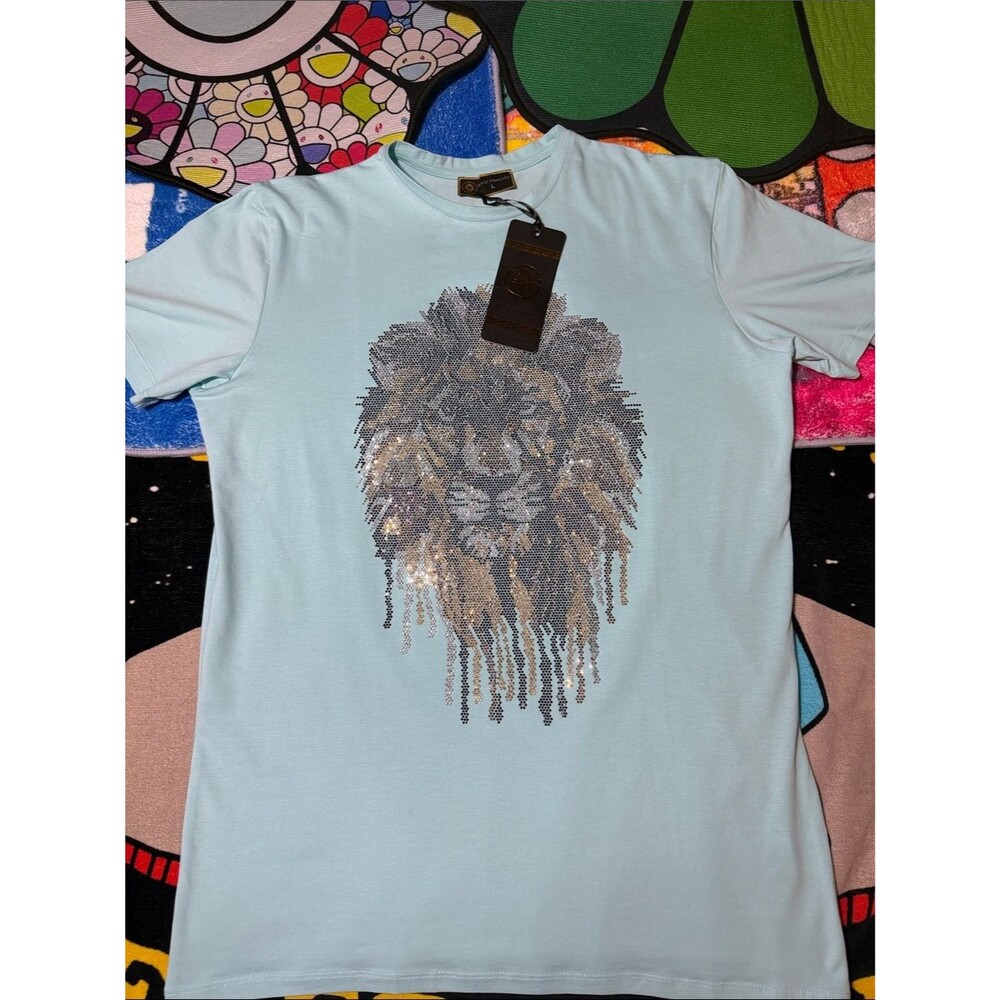 Black Pharaoh Crystal Dripping Lion Tee